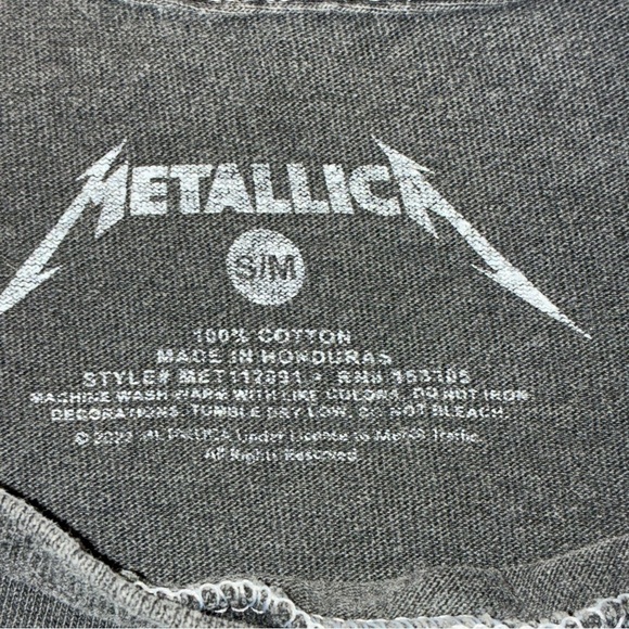 Metallica ‘92 Concert T-shirt (repro) Skulls Snakes Shattered Gray Mens S/M - Picture 5 of 5
